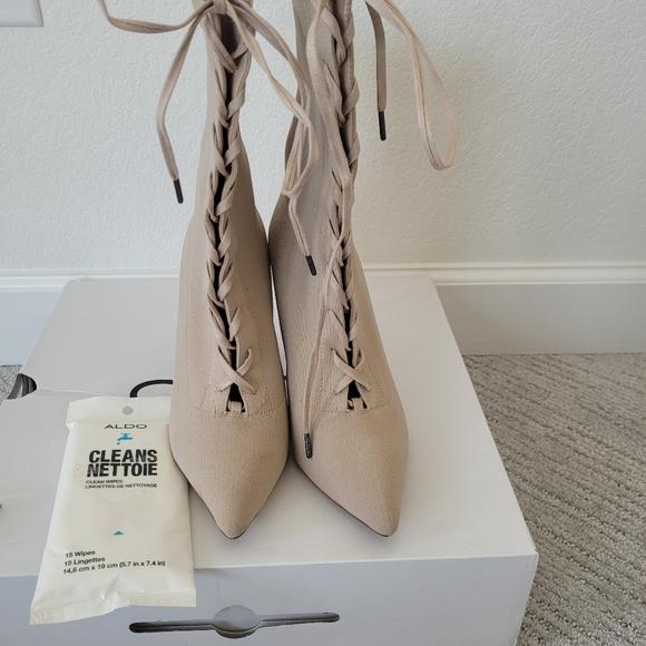 ALDO LACED HIGH HEEL BOOTIES ANKLE BOOTS - Picture 4 of 7